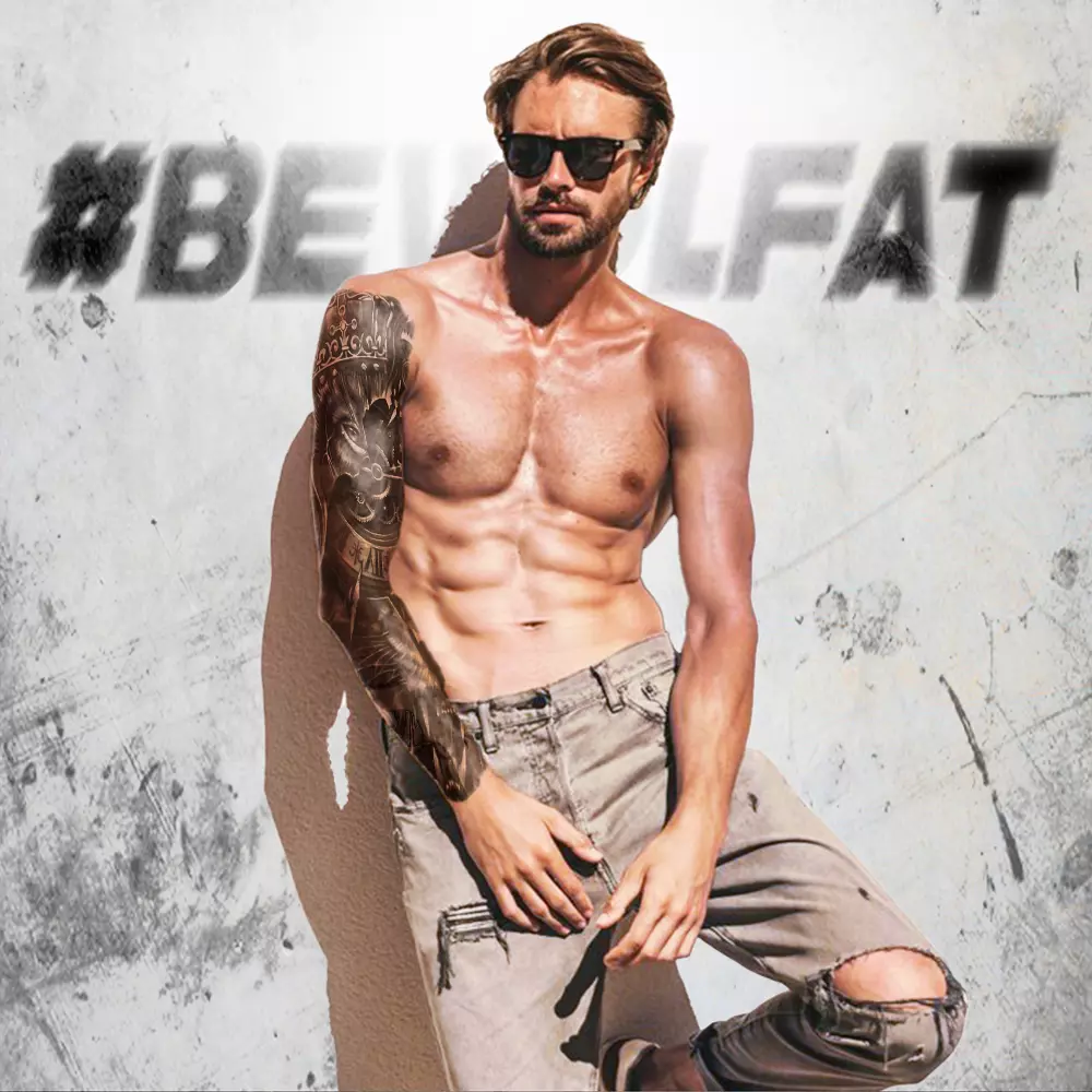 Lion Clock`s full arm tatuaje temporal