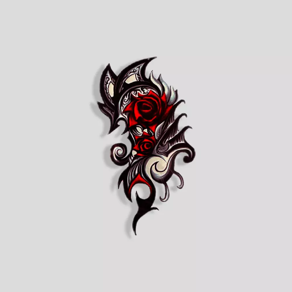 Japanese Guns and Roses tatuaje temporal